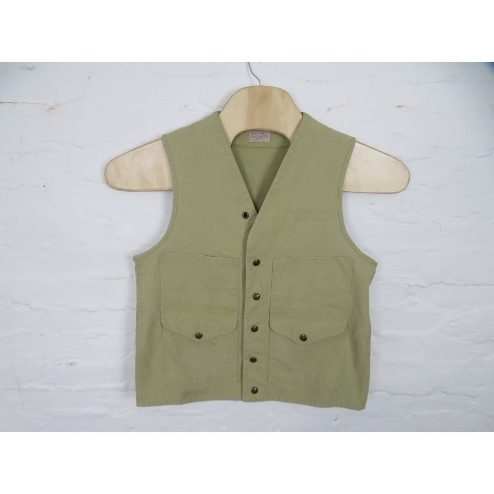 Vintage CC Filson Canvas Vest Mens M? Khaki Cruiser Work USA Tin Cloth Style 8